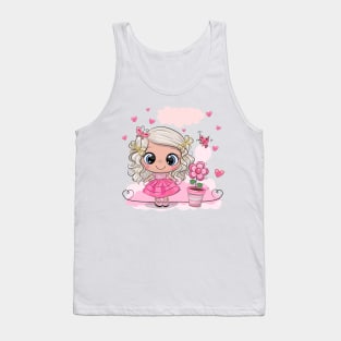 Cute little girl princess in pink dress. Tank Top